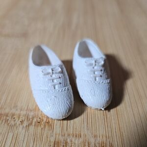 Vintage White Lace-Up Dress Shoes Tennis Sneakers For Doll